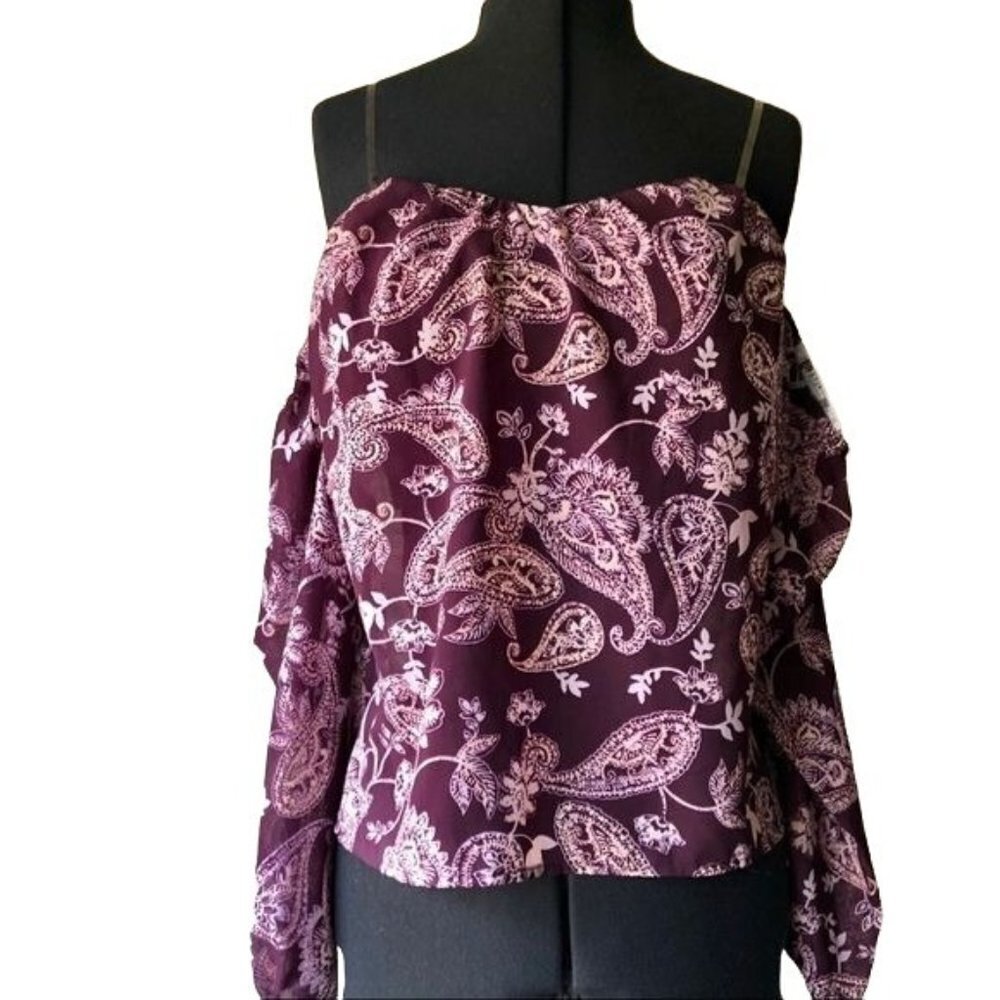 Charlotte Russe Purple Paisley Boho Floaty Bra Top Sz S